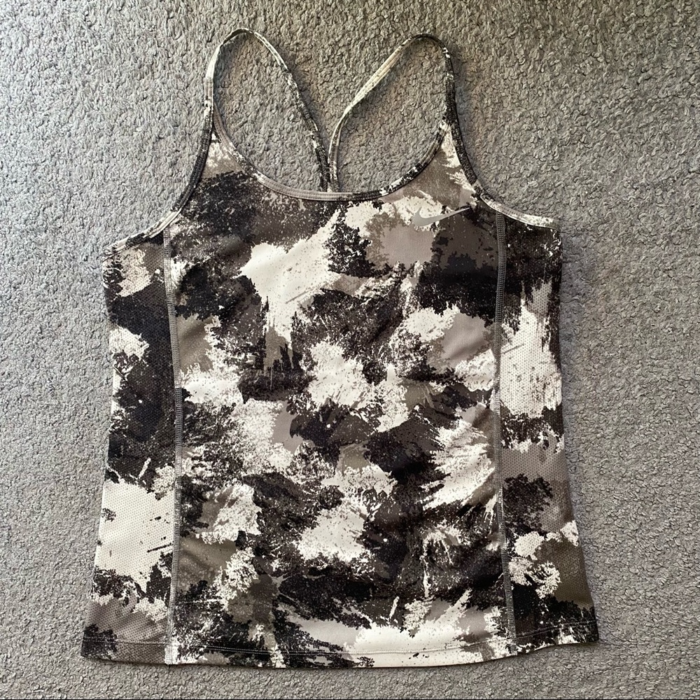 Nike Dri-Fit White Black Gray Racerback Tank Medium